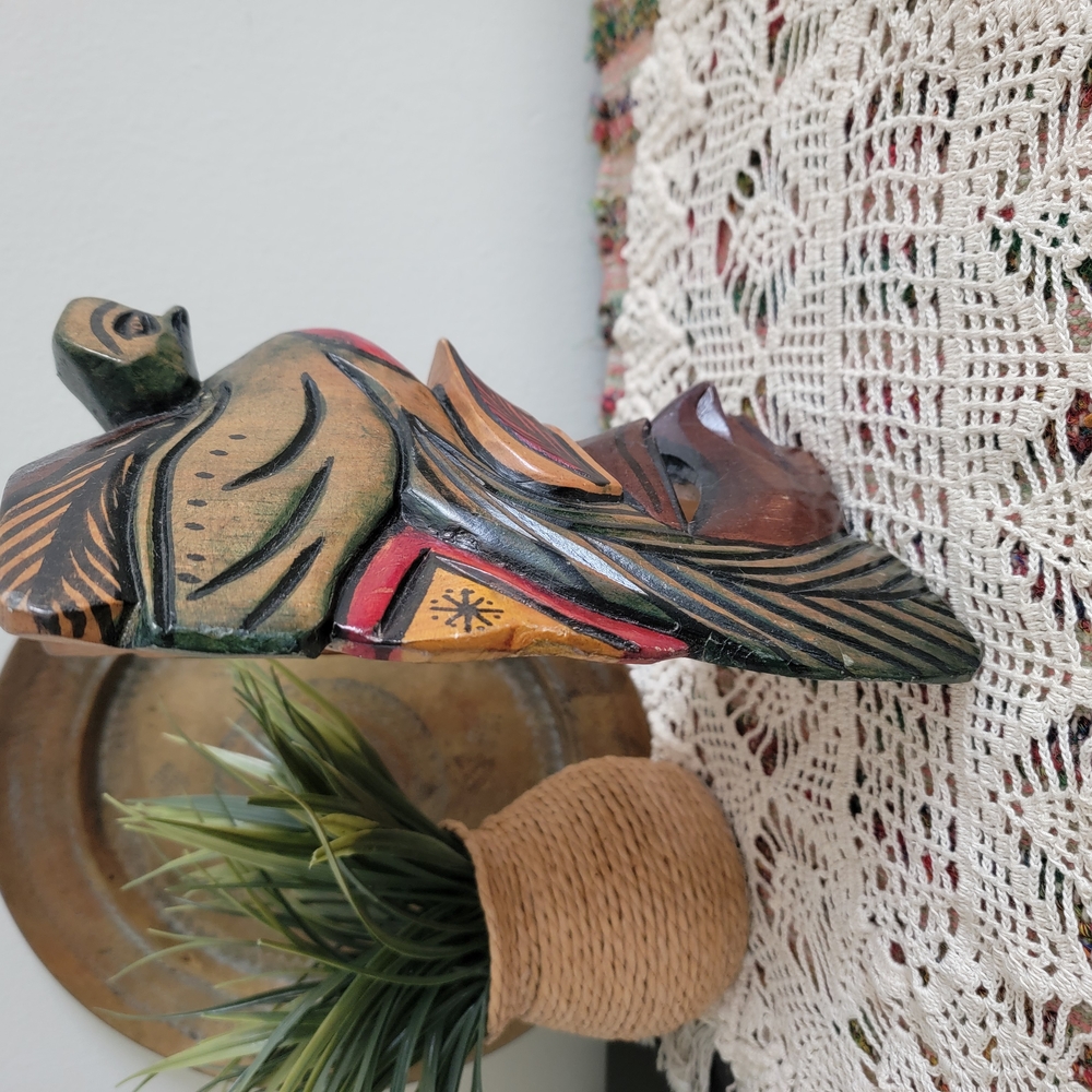 Handcrafted Tribal Mask Tiki Wood Decor Wall Hanging Wood Art - Picture 5 of 7